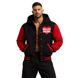 Chaqueta Varsity Cristiana para Hombre, Diseño Nuevo, con Capucha, Azul y Blanca, Chaqueta Letterman con Bordado de JESÚS, Cierre de un Botón, Impermeable - Product Image 1