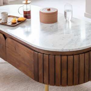 โต๊ะกาแฟวานดานาแอสตันเมอริโน ทำจากไม้มะม่วงและหินอ่อนเซียนา - Product Image 3