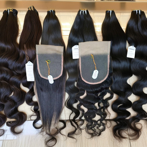 Extensions non traitées de cheveux crus vierges naturels de qualité supérieure du sud de l'Inde avec des faisceaux de cheveux crus ondulés profonds des temples - Product Image 5