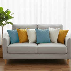 Juego de 6 Fundas de Almohada SOGA de 45 cm, Diseño de Diamantes Tejidos con Cable, 2 Amarillo Sol, 2 Azul Cielo y 2 Crema, para Asientos y Cojines - Product Image 3