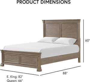 Cama Queen Amias de Furniture America – Madera de pino maciza, cabecero con acabado gris envejecido, estilo tradicional - Product Image 5
