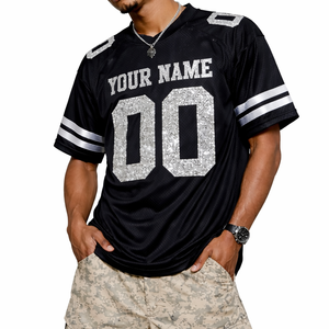 Jersey de Fútbol Americano Personalizado 2026 con Pedrería Negra, Uniforme de Equipo Sublimado, Ropa Deportiva al Por Mayor, Fabricante OEM, EE. UU. - Product Image 2