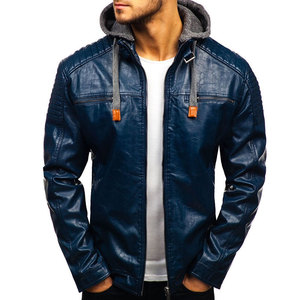 Veste à col roulé en cuir véritable et toile, coupe décontractée, taille personnalisée, pour homme, hiver 2025, nouvelle collection, imperméable, écologique, style urbain - Product Image 4