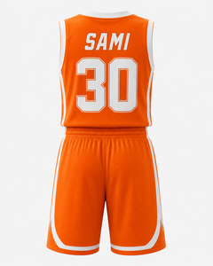Basketball Uniform Set <b>Orange</b> Mesh Sublimated Jersey Shorts Unisex Adult Athletic Wear - Product Image 2