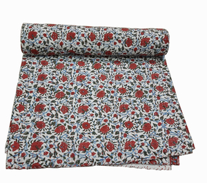 Cotton <b>Quilt</b> Set Floral Pattern Pigment Printed Classic Design All-Season Home Use Folded Style - Product Image 3