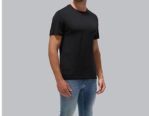 T-shirt en laine mérinos respirant à manches courtes et col rond, séchage rapide, coupe ajustée ou ample, couleur noire, idéal pour la course en extérieur - Product Image 4