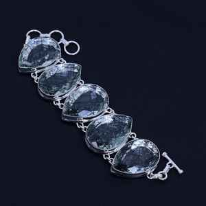 Handmade Black Rutile Pear Stone <b>Bracelet</b> 925 <b>Sterling</b> <b>Silver</b> Bohemian Jewelry <b>Women</b> <b>Bracelet</b> Wholesale - Product Image 3