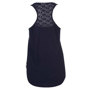 Women's Navy Blue Lace Back Tank <b>Top</b> Casual Breathable Knitted Sleeveless <b>Top</b> Solid Color Scoop Neck Design - Product Image 2