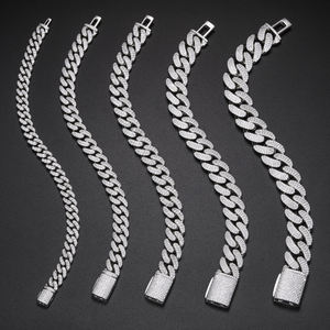 Men's 925 Silver Rhodium Plated Chain Bracelet Round Crystal Micro Pave Lock Design Hiphop Everyday Wear - Product Image 1