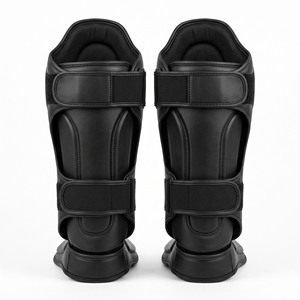 Dumela International Protège-tibias en cuir véritable noir unisexe, équipement de protection durable de 3 cm d'épaisseur pour la boxe et les arts martiaux - Product Image 2
