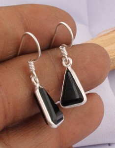 925 Sterling <b>Silver</b> Lapis Lazuli Vintage Drop <b>Earrings</b> Faceted Triangle Gemstone French Wire <b>Dangle</b> <b>Earrings</b> for Engagement - Product Image 1