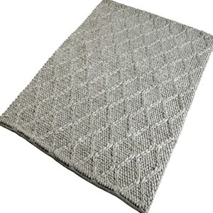 Handwoven Chunky Loop Wool Rug, Silver Grey, White, Taupe , Flatweave, Modern Indoor Outdoor Decor - Product Image 1