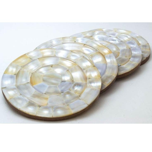แผ่นรองแก้วมุกเปลือกหอยอินเดียทำมือ คุณภาพพรีเมียม สไตล์ยุโรป ทนทาน ลายนูนแบบพิมพ์ - Product Image 1