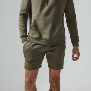 Customized New Arrival High Quality Men's Hoodie & Short <b>Sets</b> 100% Cotton Custom Size Hoodie and Shorts <b>Set</b> - Product Image 5