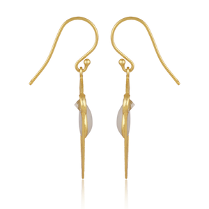 Elegant Pear Cut <b>Rainbow</b> Moonstone 18K Gold Plated 925 Sterling Silver Luxury <b>Drop</b> Earrings for Women Anti-allergy Vintage - Product Image 3