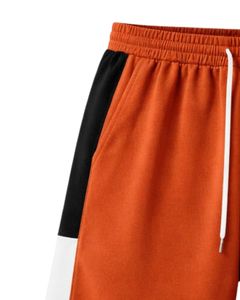 Shorts décontractés pour hommes en jersey orange mat et noir, en coton et polyester, avec cordon de serrage et taille élastique, pour la gym et le sport, fournisseur OEM - Product Image 6