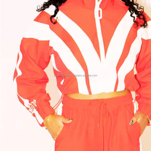 Survêtement de sport 2 pièces de grande taille conçu sur mesure pour femmes veste imprimée solide en nylon respirant pour l'entraînement d'hiver/automne - Product Image 6