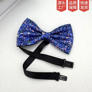 Nœud Papillon Bleu Scintillant en PU pour Garçons, Accessoire Décoratif à Paillettes pour Tenues de Fête et Cérémonie, Vente en Gros, En Stock - Product Image 3