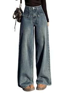 Women's Jeans 100% Cotton Regular Fit Mid Waist Full Length Stonewashed Denim Casual Ripped Dark Sexy <b>Boot</b> Cut Solid Color - Product Image 1