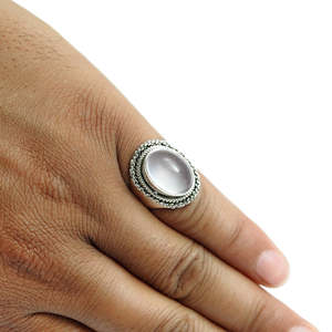 Heart Chakra Oval Shaped Natural Rose Quartz Gemstone <b>Ring</b> <b>Crafted</b> From 925 Sterling Silver Elegant Design Bezel Set Boho <b>Ring</b> - Product Image 3