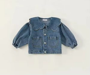 Veste en jean respirante à imprimé floral pour enfants, boutonnée, élégante, pour filles et garçons, vêtement d'extérieur tendance avec poches - Product Image 4