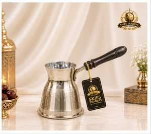 หม้อกาแฟทองแดงลายนูนแบบหรูหรา พร้อมด้ามจับไม้ สำหรับชงกาแฟแบบตุรกี อาหรับ และกรีก - Product Image 3