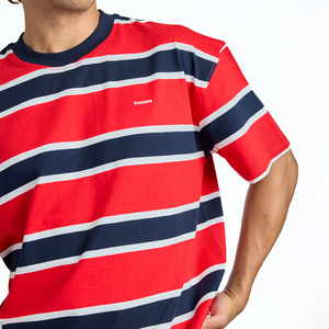Red Rush Stripe 240 GSM Cotton T-Shirt High Streetwear Boxy Style Oversized T-Shirts Loose Fit Classic Heavyweight Men's <b>Tees</b> - Product Image 3
