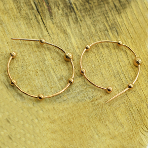Pendientes de Aro Lisos de Plata de Ley 925 con Baño de Oro Rosa y Piedras en Forma de Bola, Pendientes de Perlas Minimalistas de Diseño para Uso Diario - Product Image 3