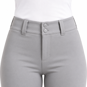 Pantalones de poliéster transpirables para mujer, color gris, corte ajustado, cierre de cremallera, color sólido, elásticos en cuatro direcciones, para todas las estaciones - Product Image 5