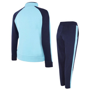 Ensemble de survêtement 2 pièces bleu marine pour femme, coupe ample, manches longues, en molleton décontracté, couleur unie, col montant, haut zippé - Product Image 2
