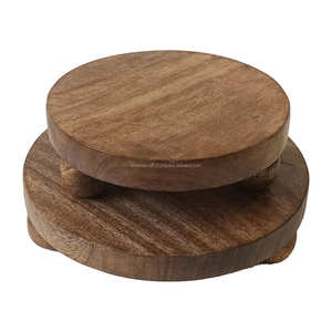 Nouvel arrivage direct usine : Lot de 2 plateaux surélevés en bois de manguier massif, durables, avec pieds et poignées, pour table à manger, pour le Ramadan - Product Image 2