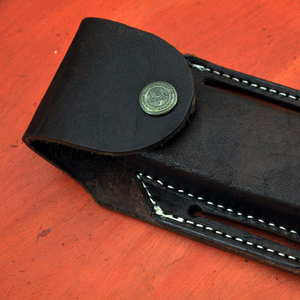 Cuchillo de Caza Imperial de Acero de Damasco, Hoja de Punta Caída, Mango de Marfil con Funda de Cuero - Product Image 3