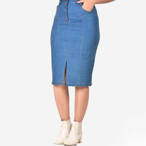 Jupe en jean bleue pour femme de qualité supérieure, style Y2K, avec poches, taille haute, boutonnée, décontractée, mode estivale, prête à être expédiée - Product Image 5