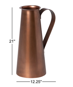 Vase décoratif artisanal en métal rustique finition antique pour intérieurs de fermes et restaurants, style rustique campagnard - Product Image 6
