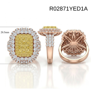 Unique Beautiful Bling Guaranteed Natural 18k Rose Gold Vintage Intense Yellow Diamond Pave Setting Engagement Ring Wedding - Product Image 6