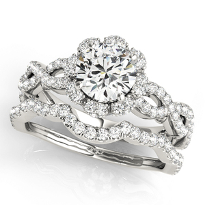 Ensemble de bagues de fiançailles et de mariage en or 10K 14K 18K et argent 925 935 avec halo floral en diamant cultivé en laboratoire certifié IGI, bijoux fins - Product Image 3