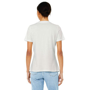 Camiseta Ligera y Cómoda para Mujer, Cuello en V, Algodón Peinado Airlume, Tejido Jersey Anillado, Blanca, Casual, Manga Corta, Precio al por Mayor - Product Image 3