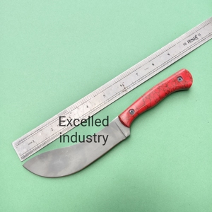 Cuchillo de caza y supervivencia táctico de acero inoxidable J2 de espiga completa hecho a mano con mango de resina y funda de cuero gratis DIY OEM - Product Image 2