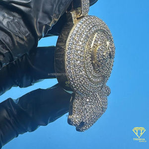 Colgante de Personaje de Dibujos Animados Estilo Hip Hop, con Diamantes Cultivados en Laboratorio VVS, Chapado en Oro, Plata de Ley 925, Joyería para Hombre - Product Image 6