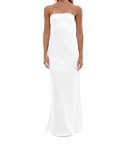 Robe longue sans bretelles en satin tissé de qualité, sexy, dos nu, fermeture éclair latérale, motif uni, 100% polyester, été, fabriquée au Vietnam - Product Image 3