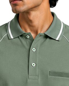 Camiseta Polo Personalizada para Hombre en Verde Salvia, Ropa Deportiva Casual de Verano, Transpirable, para Golf, con Manga Raglán Premium - Product Image 5