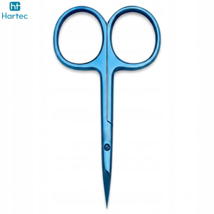 Ciseaux à cuticules professionnels en titane bleu légers et durables, ciseaux à manucure incurvés en acier inoxydable avec poignées en acier - Product Image 5