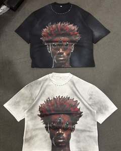 Camisetas Casuales de Hombre a la Moda, 100% Algodón, Estilo Vintage, Lavado, Desgastado, Hombros Caídos, Manga Corta, Estilo Urbano - Product Image 6