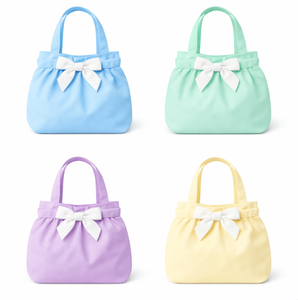 Wholesale Fashion <b>Canvas</b> Cotton Shopping <b>Tote</b> Bag with Bow Medium size baby Shopping <b>Canvas</b> <b>Tote</b> Bag with custom logo - Product Image 1