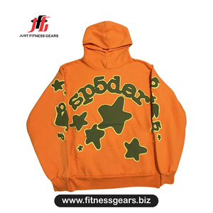 เสื้อสเวตเชิ้ตมีฮู้ดสีส้มพิมพ์ลายดาวทรงปกติสำหรับผู้ชายสวมใส่สบายๆในฤดูใบไม้ร่วงผ้าฝ้ายถัก 100% ระบายอากาศได้ดี - Product Image 1