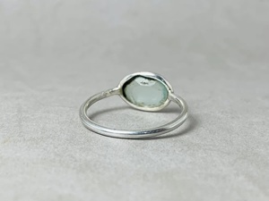 Anillo de Plata de Ley 925 Hecho a Mano con Cabujón de Calcedonia Aqua Natural, Anillo de Declaración para Mujer - Product Image 6