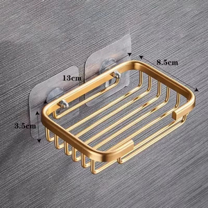 Professional Soap Holder Dish <b>Storage</b> Rack Gold Soap Dish for <b>Shower</b> Creative Hanging Drain Rack Self Adhesive Latest Design - Product Image 3