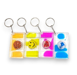 Multicolor Acrylic Motion Bubble Liquid Timer Floating UV Printed Funny Keychain - Product Image 1