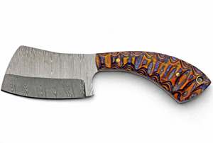 Mini cuchillo de cocina hecho a mano de acero de Damasco de grado industrial, mango de resina epoxi multicolor OEM, picador de carne - Product Image 3