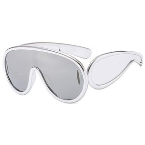 2023 Trendy <b>Large</b> <b>Frame</b> Sunglasses for Women Unique Ins Style White Color Options with Champagne <b>Frame</b> - Product Image 5